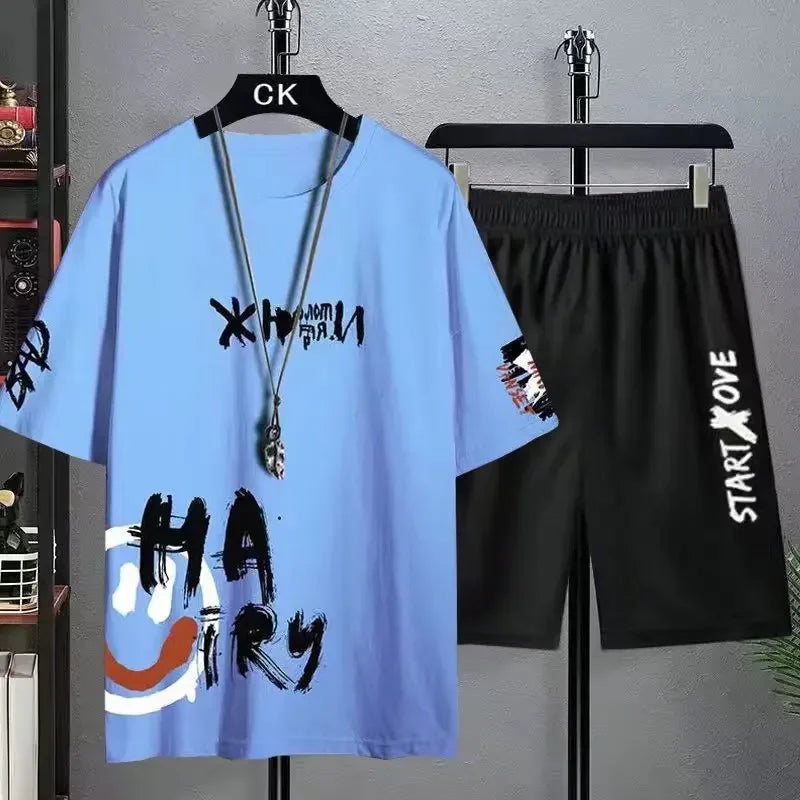 Suits for men 2026 Summer men's clothing Fashion tracksuits Casual T-shirt + Shorts Basketball Set sportswear Trend Man Sets