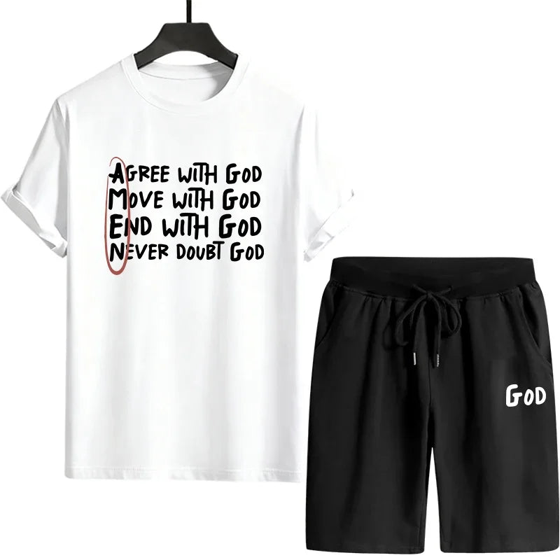 Hot Sales Mens Tracksuit Casual Print T-shirt Outdoor Jogging Sportswear Single Piece T-shirt Shorts 2026 Summer Handy Clothing