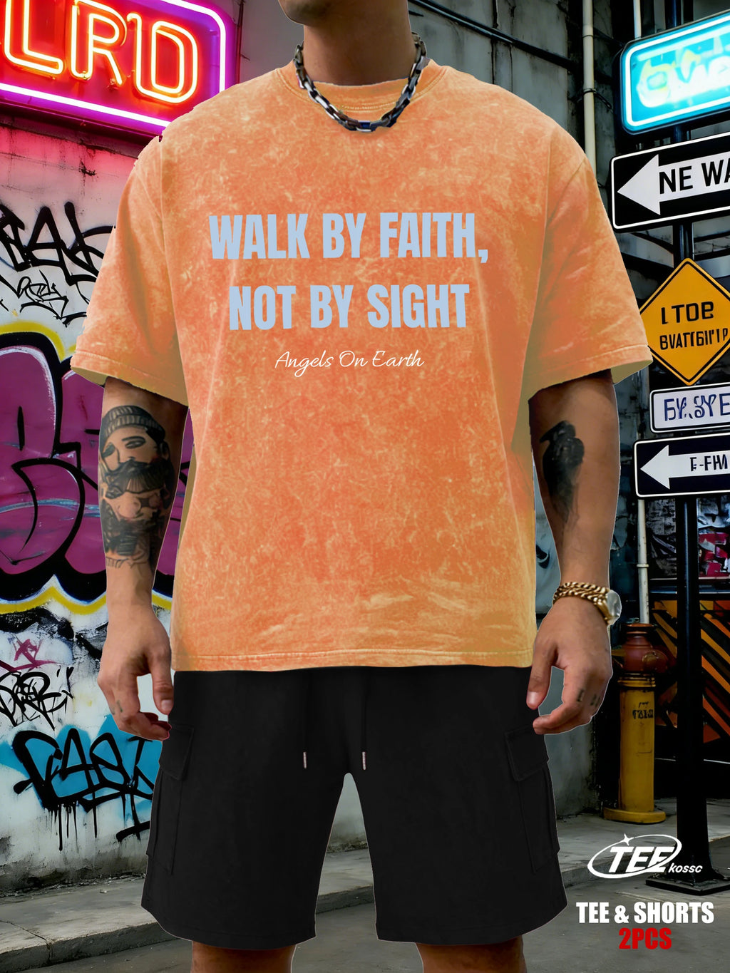 Walk By Faith Not By Sight Printed Snow Wash T-Shirts Mans Cotton T-Shirt Sportsuit Clothing Crewneck Loose Short Sleeve
