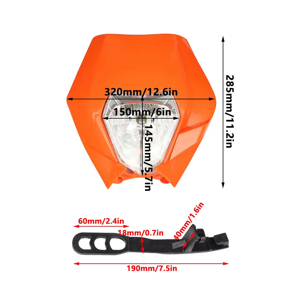Motorcycle Headlight Head Lamp Head Light LED Headlamp Fairing Universal For Dirt Bike Motocross Enduro Supermoto