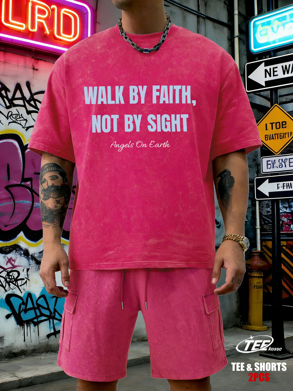 Walk By Faith Not By Sight Printed Snow Wash T-Shirts Mans Cotton T-Shirt Sportsuit Clothing Crewneck Loose Short Sleeve