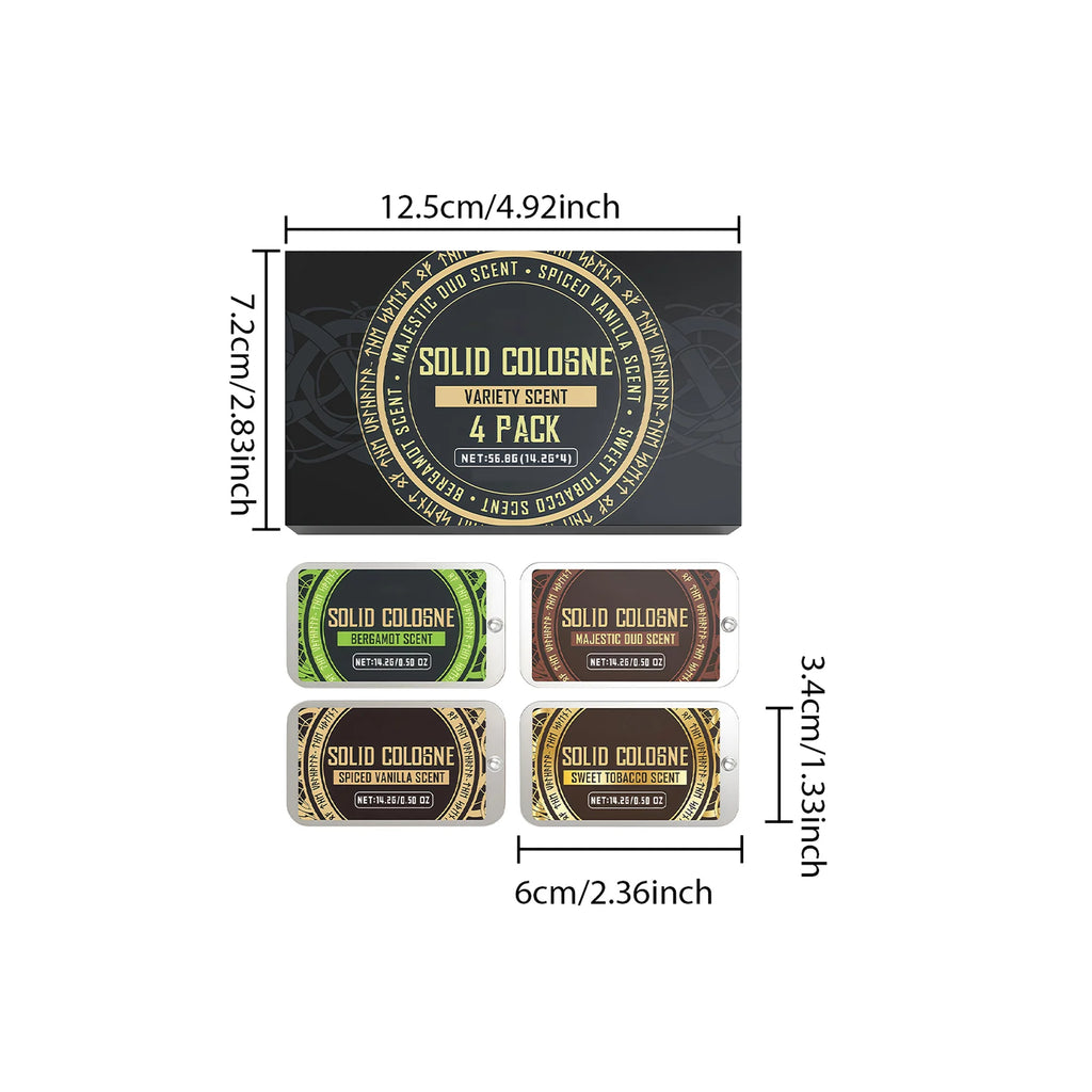 4In1 Pheromone Solid Cologne Woody Scent Set Lasting Natural Fragrance Release Charming Confidence Pocket Deodorant Solid Balm