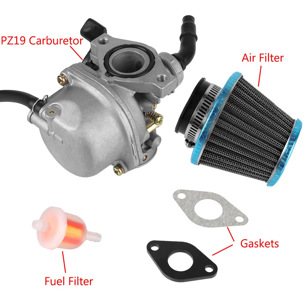 With 35mm Air Filter Fuel Filter For 50cc 70cc 80cc 90cc 110cc 125cc ATV Dirt Pit Bike 19mm Carb PZ19 Carburetor