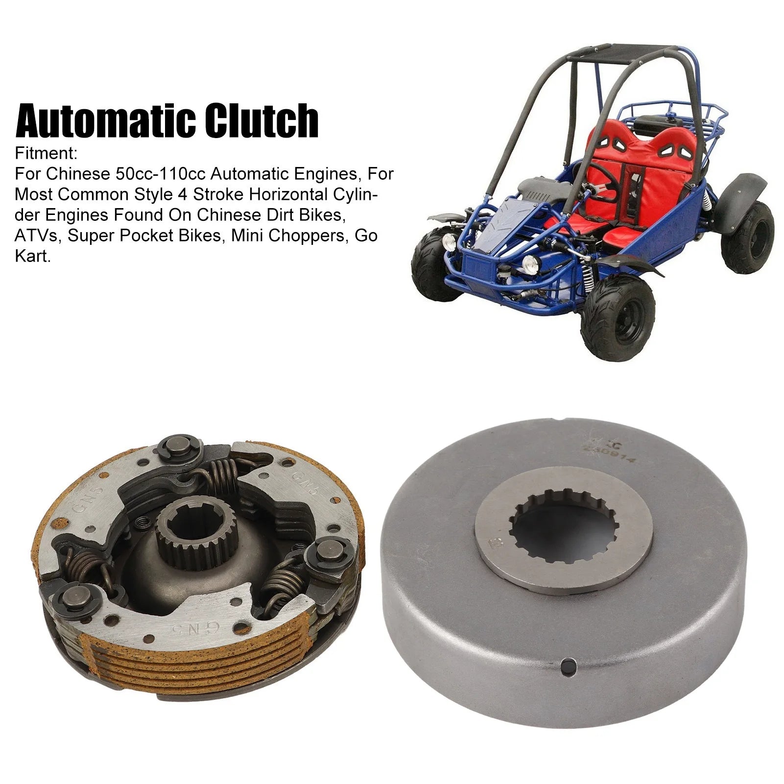50cc-110cc ATV Automatic Clutch With Lid 17mm Engine Start Clutch Assembly For Chinese 50cc to 110cc Dirt Bike Go Kart
