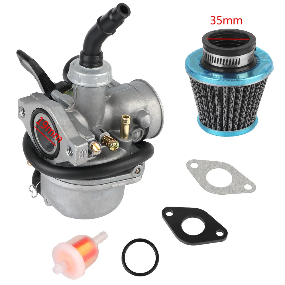 With 35mm Air Filter Fuel Filter For 50cc 70cc 80cc 90cc 110cc 125cc ATV Dirt Pit Bike 19mm Carb PZ19 Carburetor