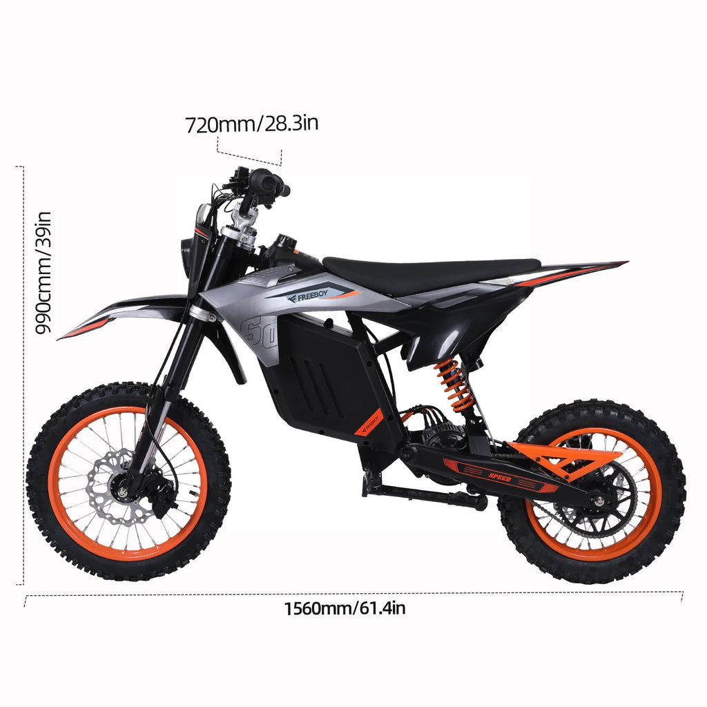 FREEBOY Y88 Electric Dirt Bike Teens Adults, 3000W Electric Bike, 34mph, 48V 30Ah Battery, Off Road Electric Motorcycle