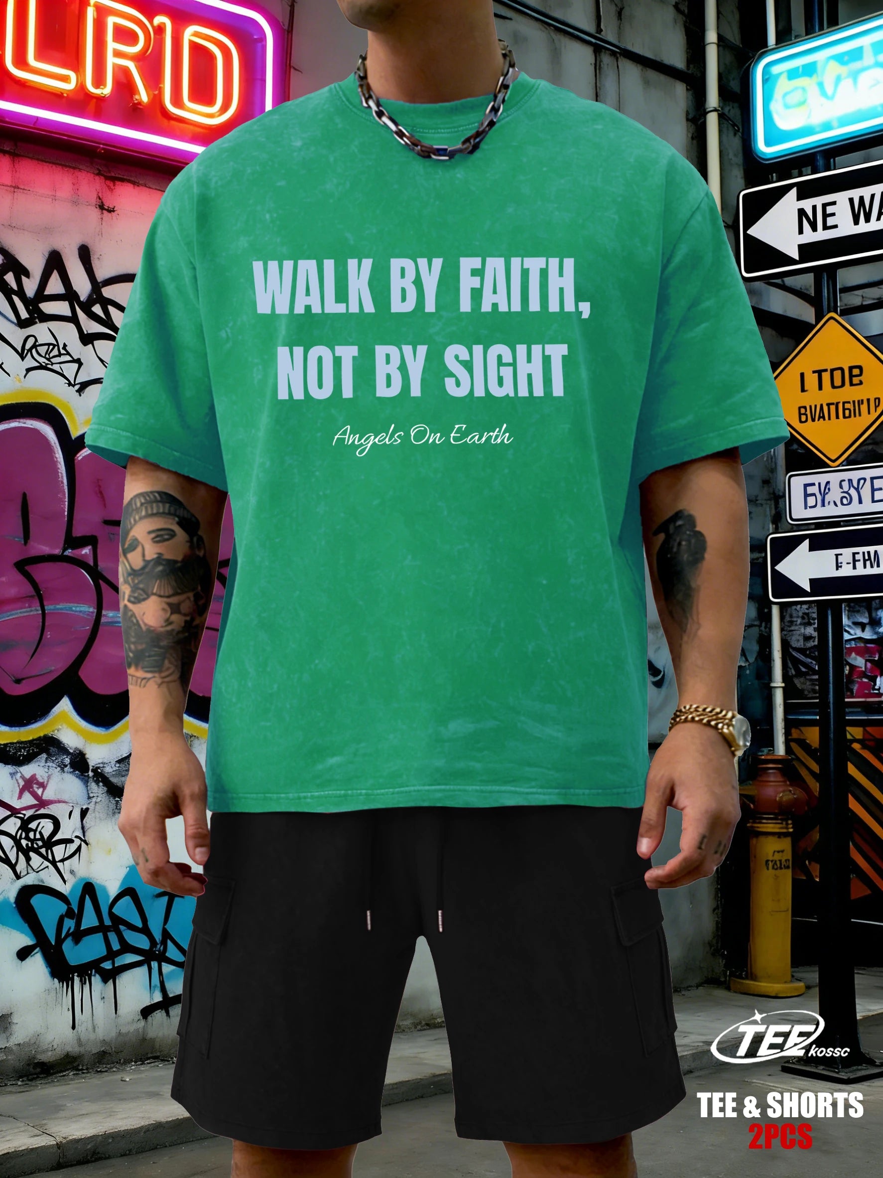 Walk By Faith Not By Sight Printed Snow Wash T-Shirts Mans Cotton T-Shirt Sportsuit Clothing Crewneck Loose Short Sleeve