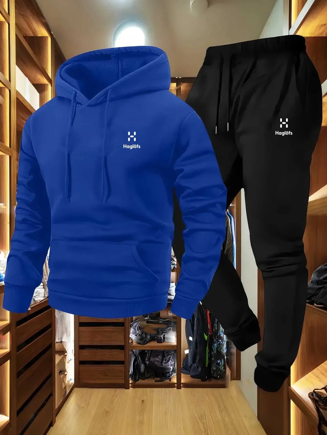 Men's Casual Two-Piece Suit Long Sleeve Hoodie Sweatshirt and Long Pants with Pockets Autumn Winter Regular Fit Outdoor Wear