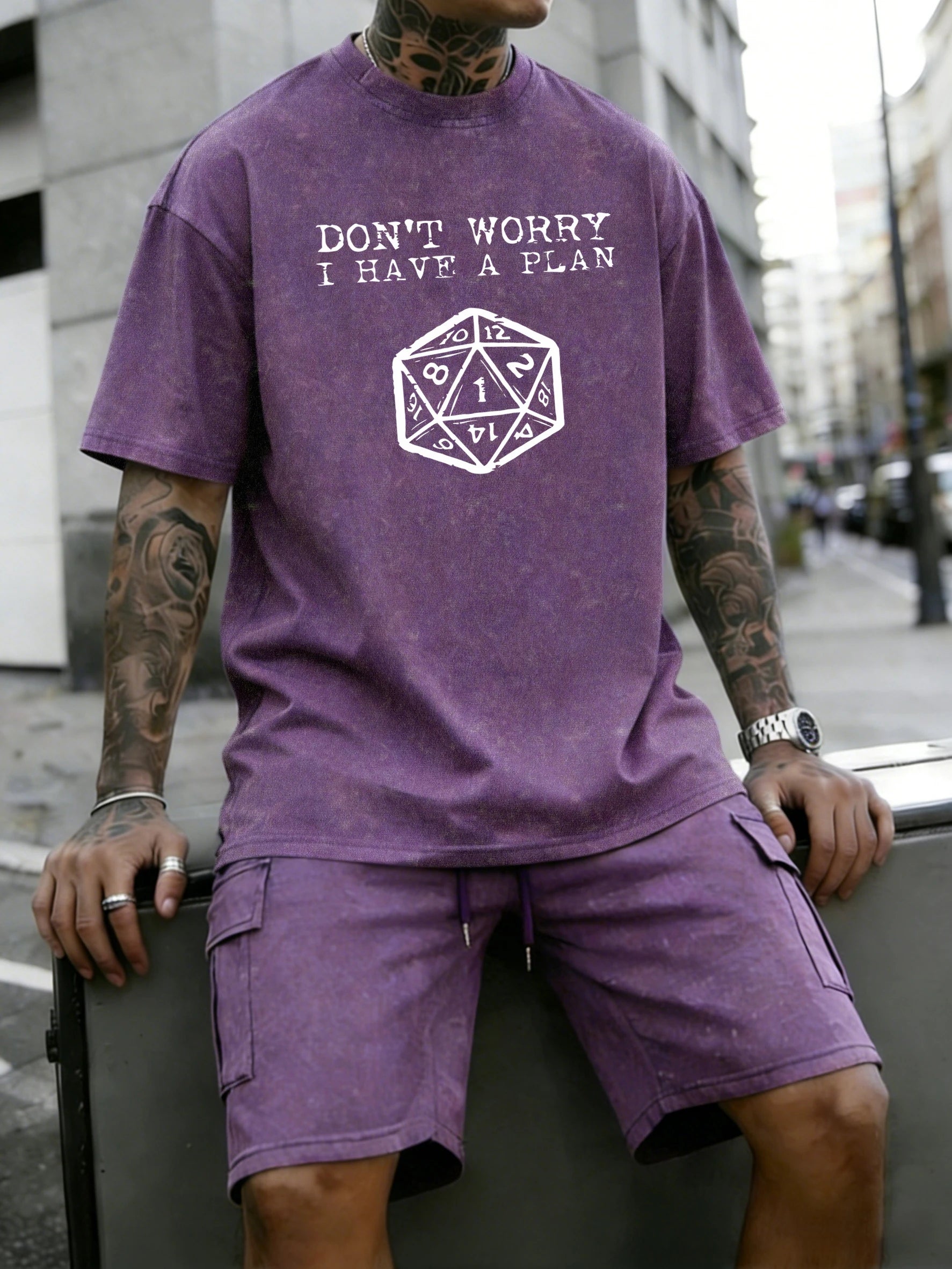 Don'T Worry I Have A Plan Pattern Washed Mans Tee Shirts Sport Casual T Shirt Summer Fashion Clothing Cotton Pocket Short Set