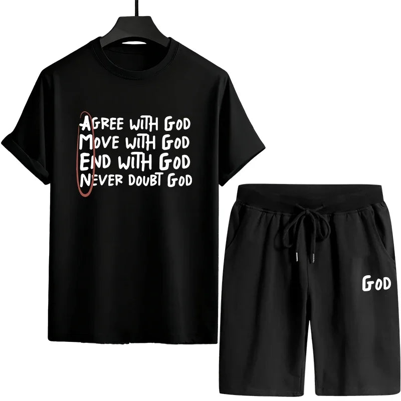 Hot Sales Mens Tracksuit Casual Print T-shirt Outdoor Jogging Sportswear Single Piece T-shirt Shorts 2026 Summer Handy Clothing