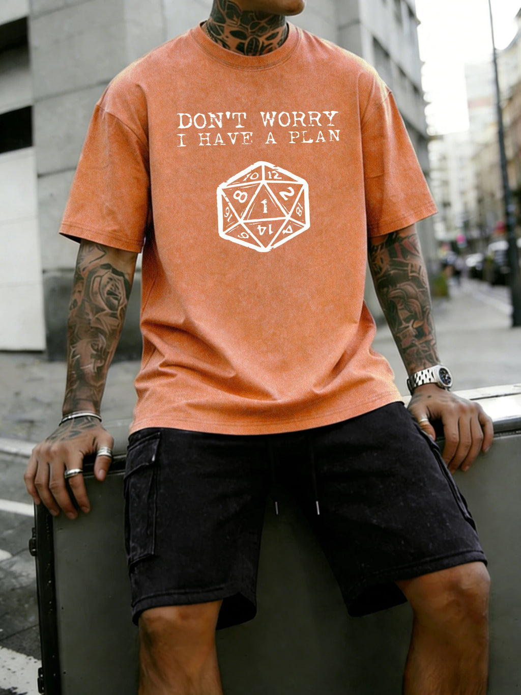 Don'T Worry I Have A Plan Pattern Washed Mans Tee Shirts Sport Casual T Shirt Summer Fashion Clothing Cotton Pocket Short Set