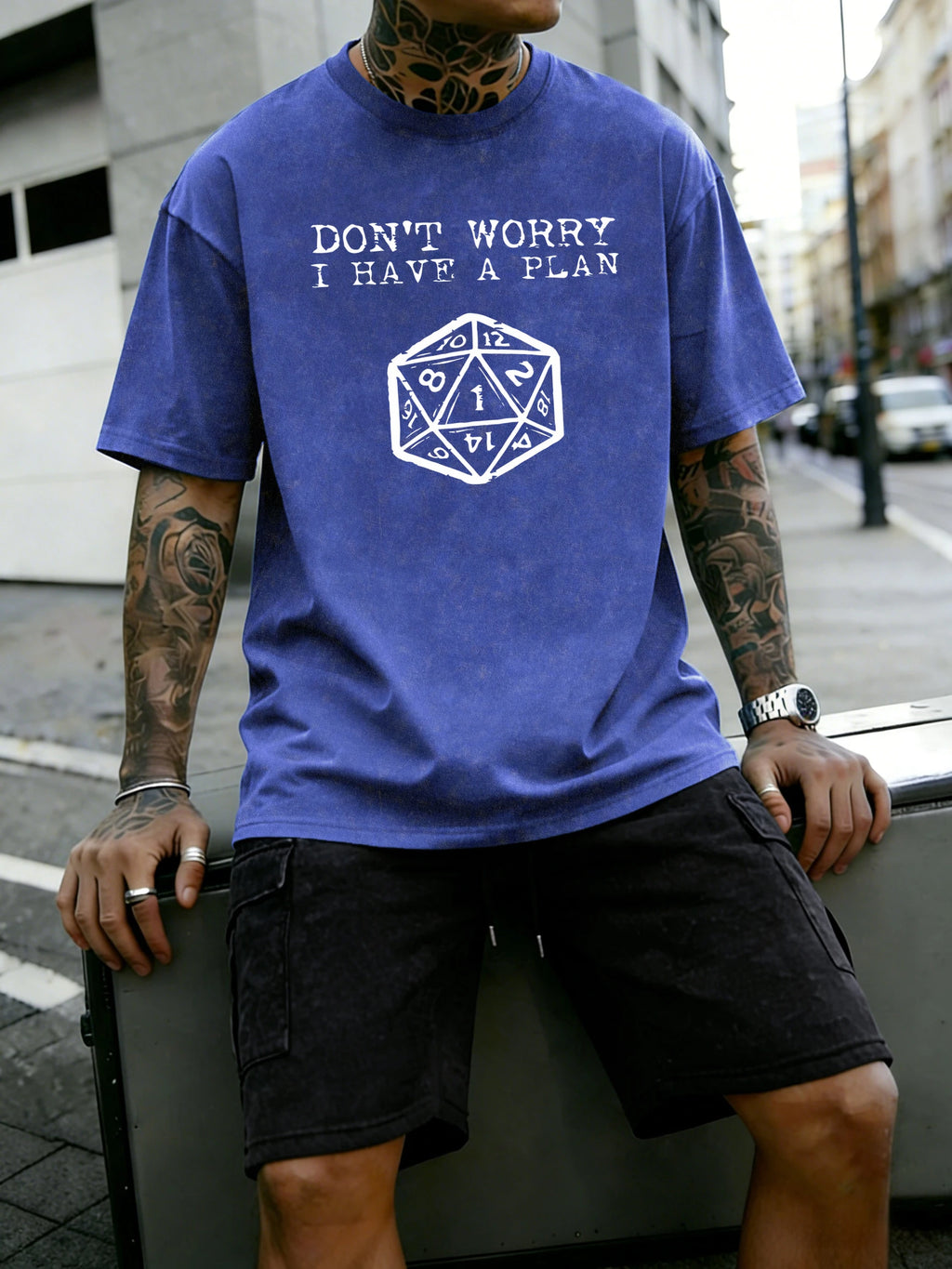 Don'T Worry I Have A Plan Pattern Washed Mans Tee Shirts Sport Casual T Shirt Summer Fashion Clothing Cotton Pocket Short Set