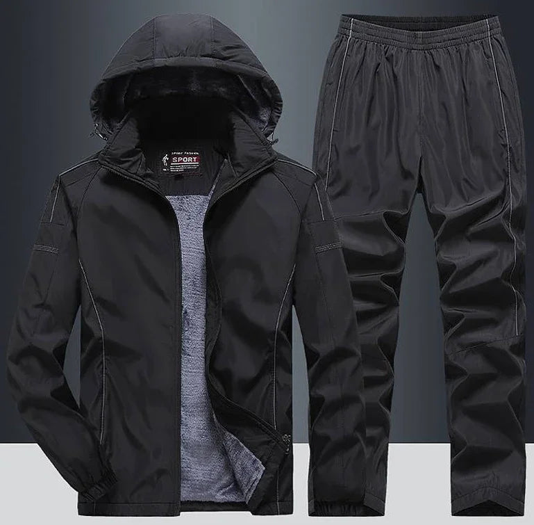 New Warm Sport Suit Men`s Sets Sweatshirts Hoodies +Sweatpants Winter Fleece Tracksuit Windproof Gym Jogging Sportswear Clothing