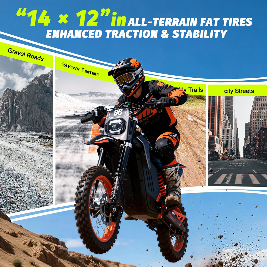 FREEBOY Y88 Electric Dirt Bike Teens Adults, 3000W Electric Bike, 34mph, 48V 30Ah Battery, Off Road Electric Motorcycle