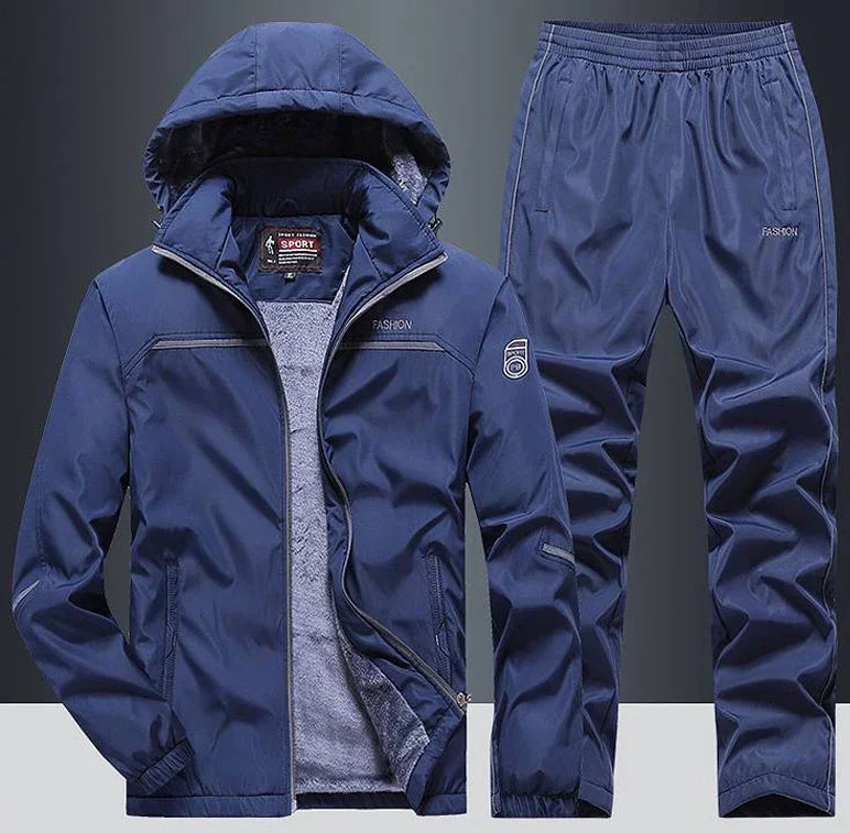 New Warm Sport Suit Men`s Sets Sweatshirts Hoodies +Sweatpants Winter Fleece Tracksuit Windproof Gym Jogging Sportswear Clothing