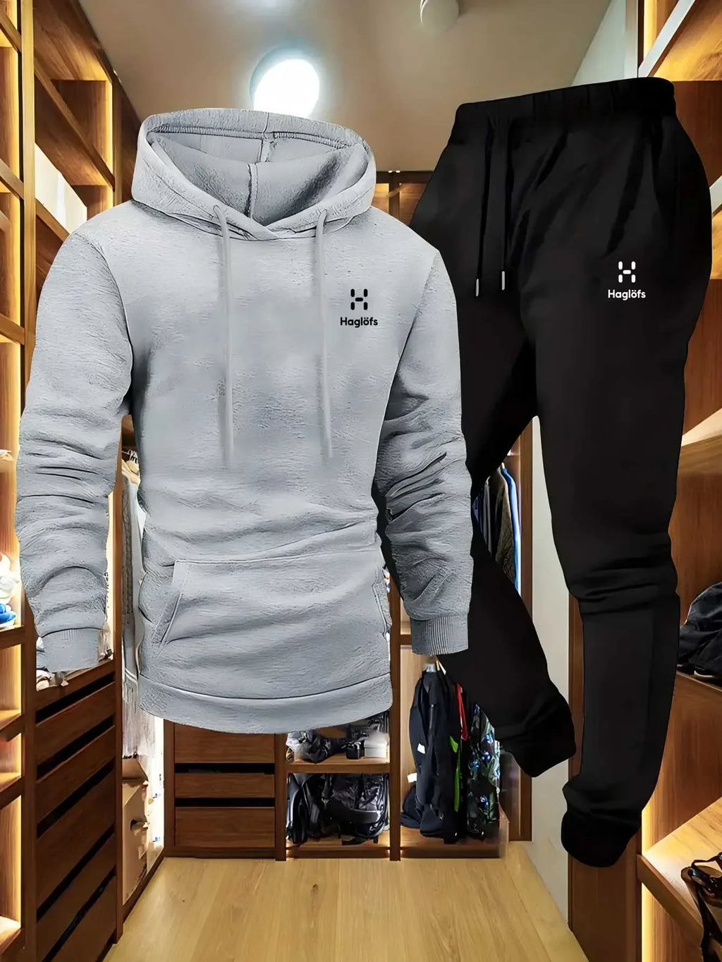 Men's Casual Two-Piece Suit Long Sleeve Hoodie Sweatshirt and Long Pants with Pockets Autumn Winter Regular Fit Outdoor Wear