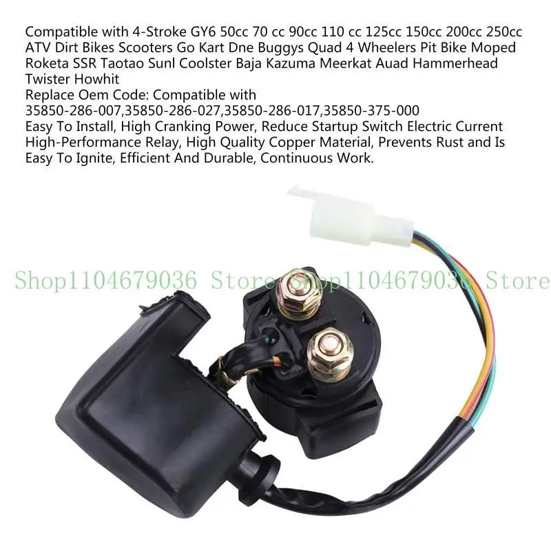 652F Upgraded Starter Solenoid for 4-Stroke GY6 50cc 125cc 150cc 200cc 250cc ATV Dirt Bikes Scooters Go Kart Dne Buggys