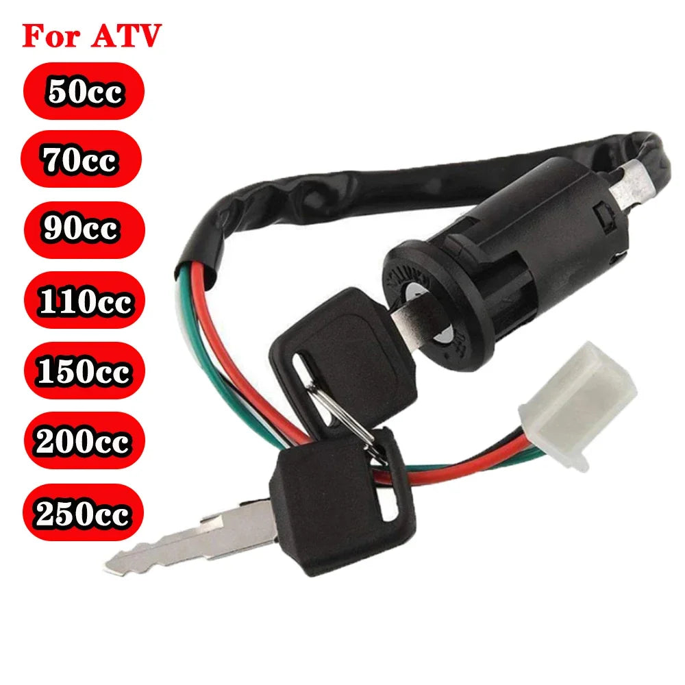 Universal 4-Wire Motorcycle Ignition Key Lock Switch 4 Wire Fit for 50cc/110cc/125cc/150cc/200cc/250cc Mini Quad ATV Dirt Bike