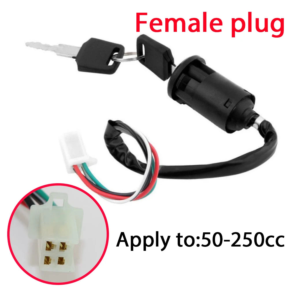 Universal 4-Wire Motorcycle Ignition Key Lock Switch 4 Wire Fit for 50cc/110cc/125cc/150cc/200cc/250cc Mini Quad ATV Dirt Bike