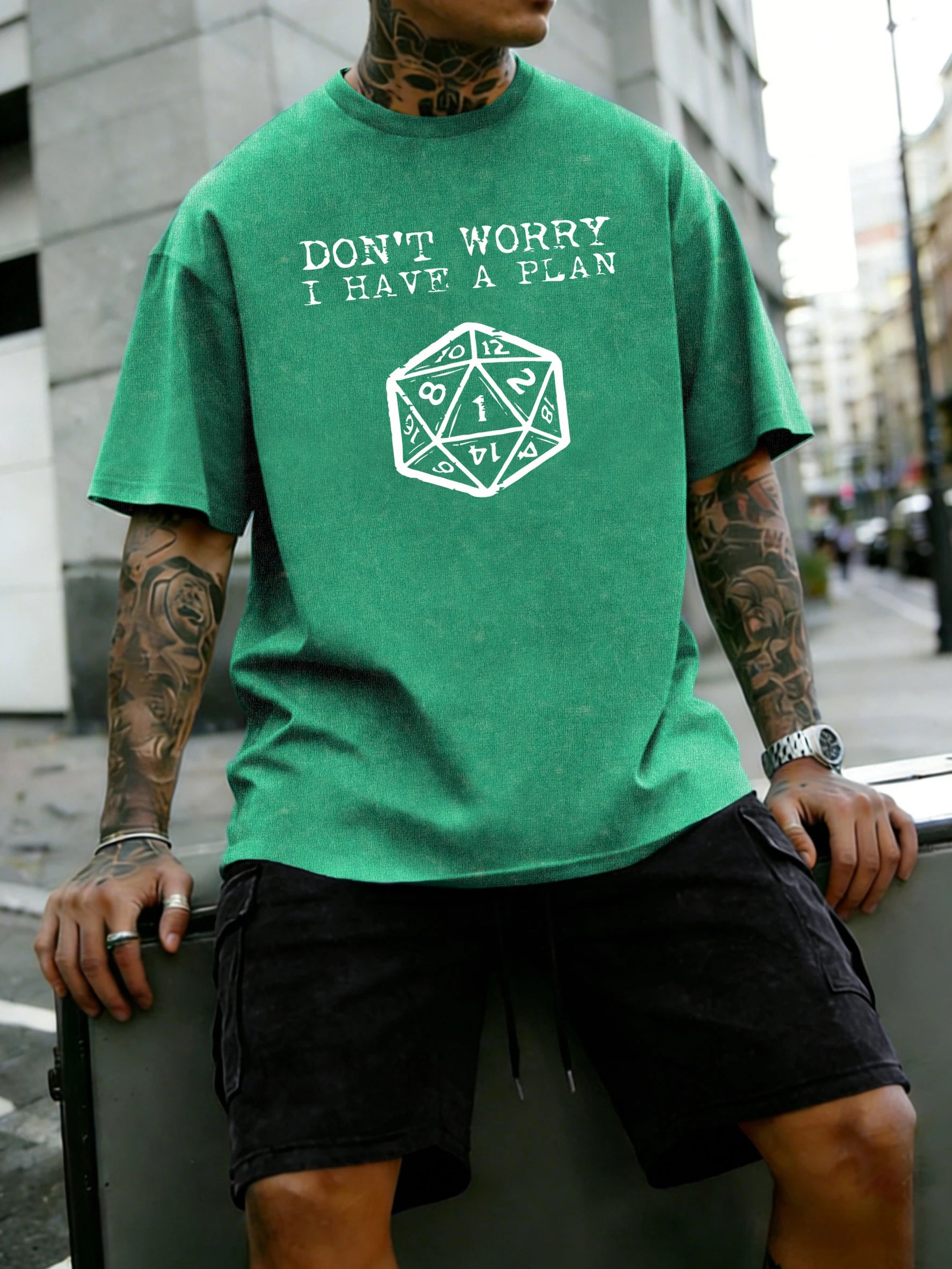 Don'T Worry I Have A Plan Pattern Washed Mans Tee Shirts Sport Casual T Shirt Summer Fashion Clothing Cotton Pocket Short Set