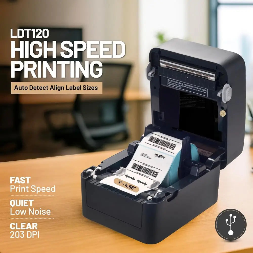 Compact 4x6 Thermal Shipping Label Printer with USB for Home and Business Use