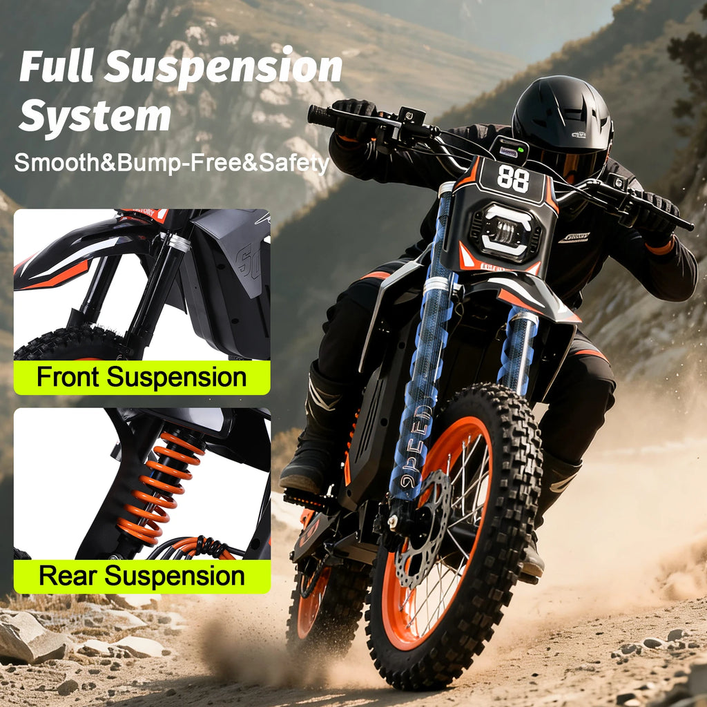FREEBOY Y88 Electric Dirt Bike Teens Adults, 3000W Electric Bike, 34mph, 48V 30Ah Battery, Off Road Electric Motorcycle