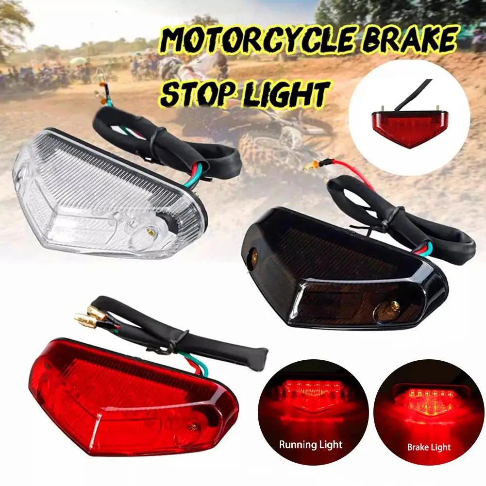 Universal Dirt Bike LED Tail Light - 3-in-1 Brake Turn Signal Running Light, Motorcycle Rear Fender Lamp for Off-Road MX Enduro