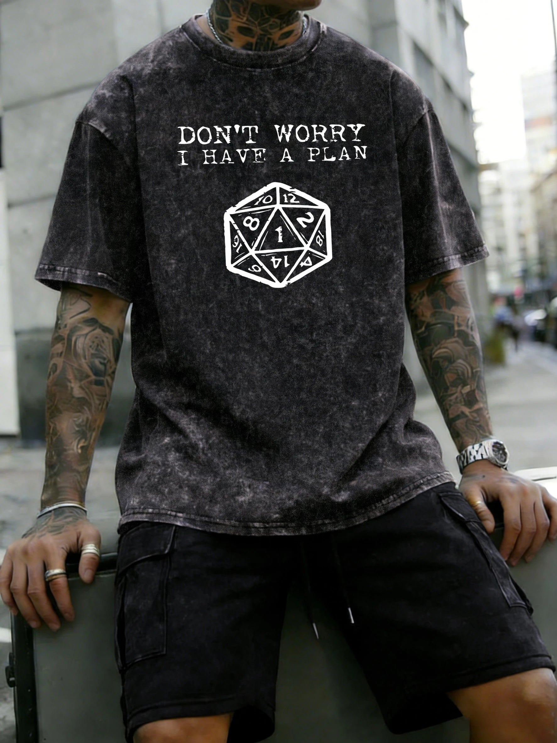 Don'T Worry I Have A Plan Pattern Washed Mans Tee Shirts Sport Casual T Shirt Summer Fashion Clothing Cotton Pocket Short Set