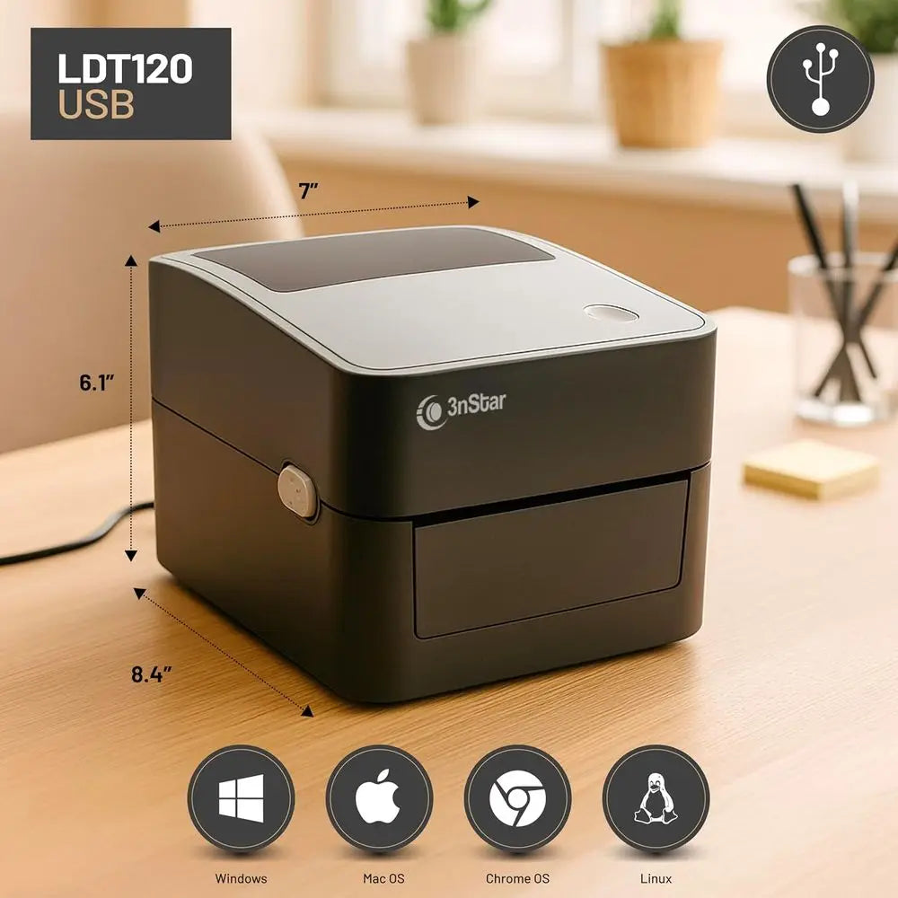 Compact 4x6 Thermal Shipping Label Printer with USB for Home and Business Use