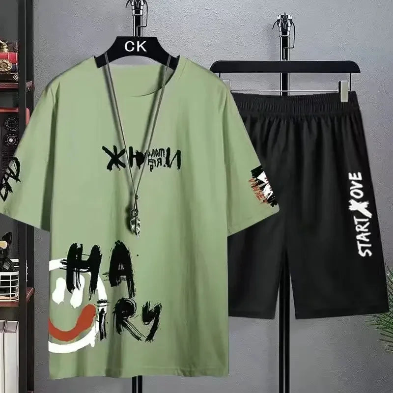 Suits for men 2026 Summer men's clothing Fashion tracksuits Casual T-shirt + Shorts Basketball Set sportswear Trend Man Sets