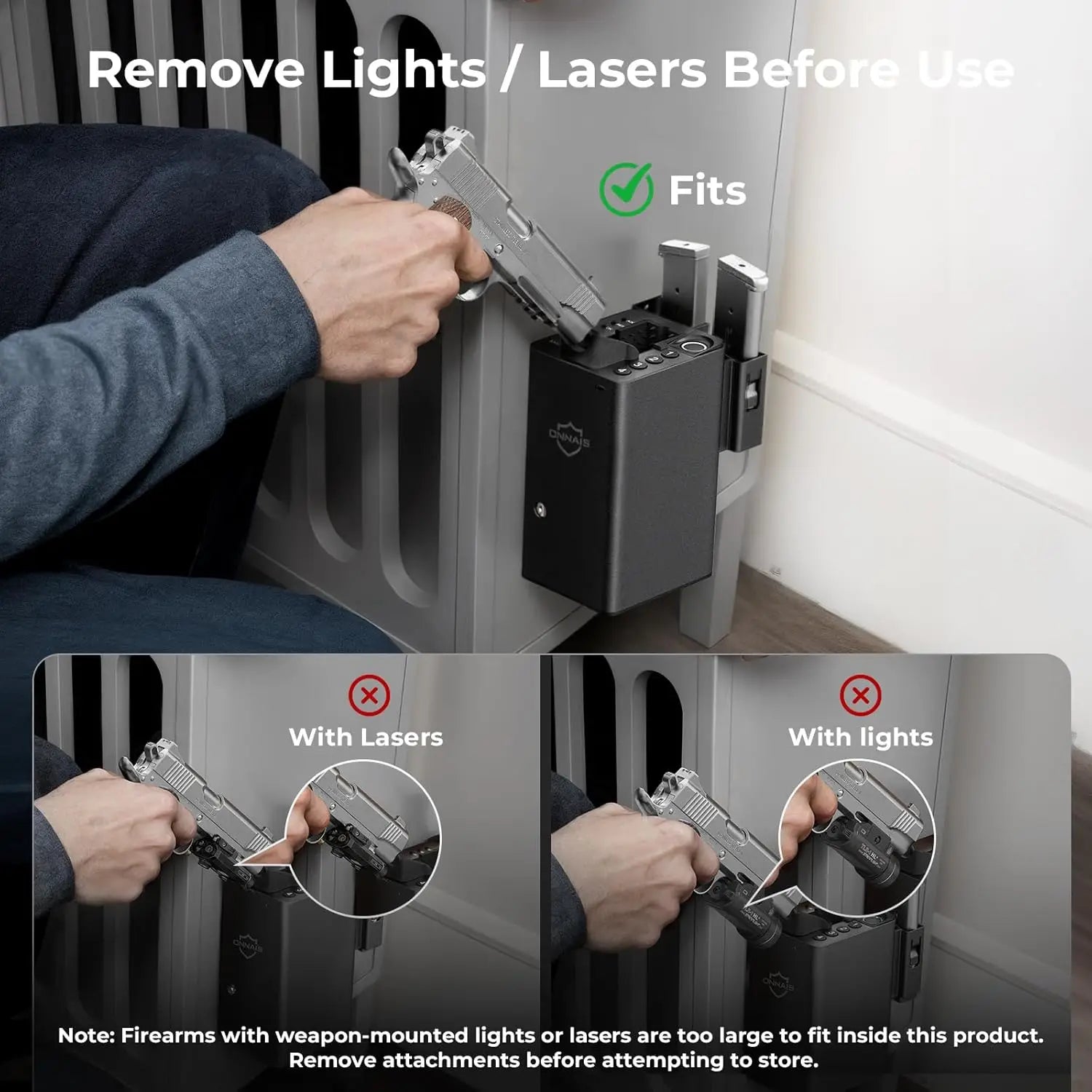 Biometric Pistol Safe with Fingerprint Lock for Quick Access in Car or Bedside, Secure Handgun Storage for Men