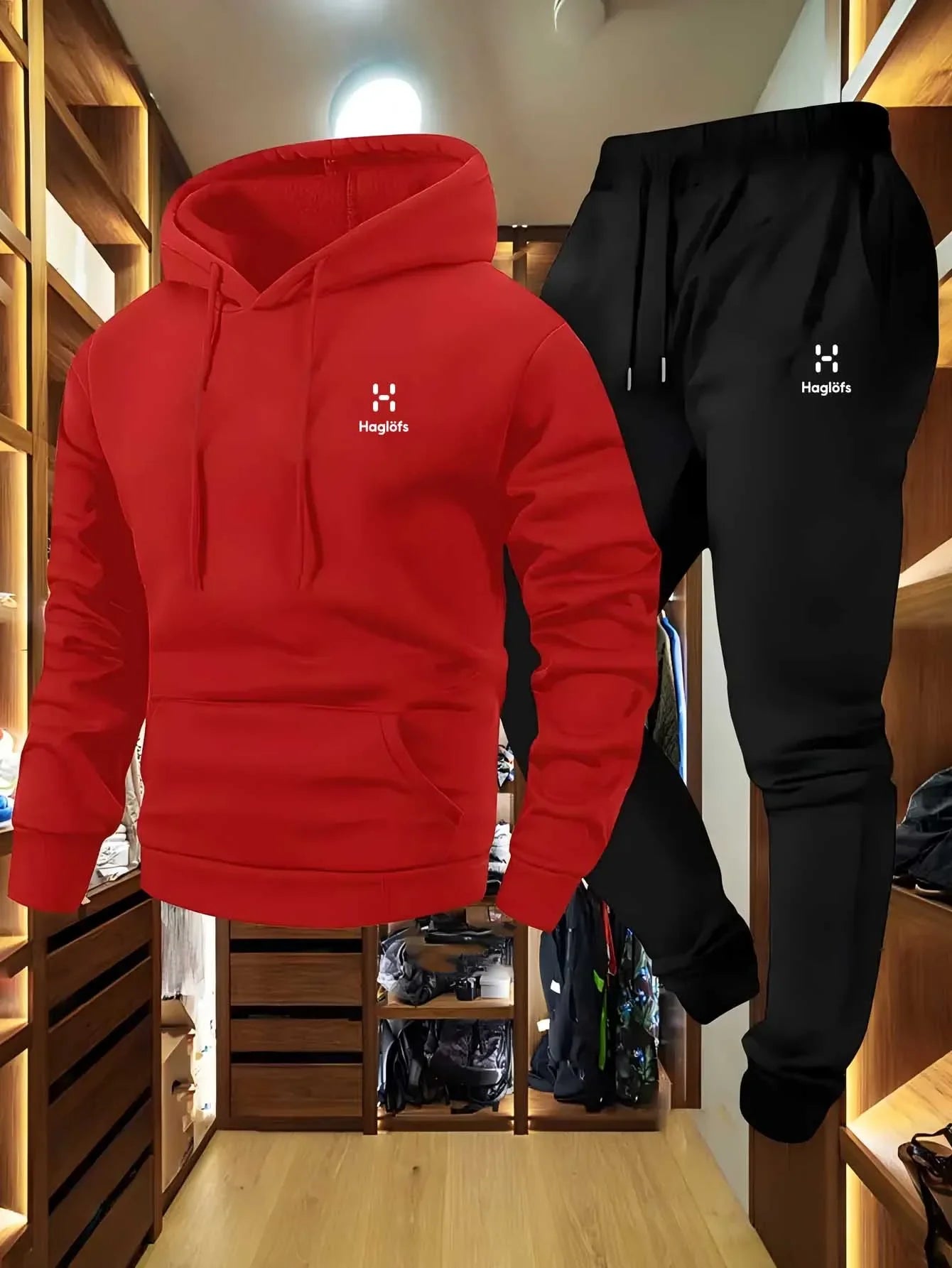 Men's Casual Two-Piece Suit Long Sleeve Hoodie Sweatshirt and Long Pants with Pockets Autumn Winter Regular Fit Outdoor Wear