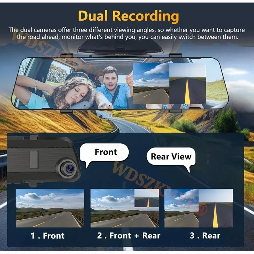 Dual-Len Dash Cam for Cars ultra-thin 4.3Inch Rearview Mirror DVR Car 1080P Video Recorder Front Rear View Camera car recording