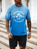 Surfing Paradise California Prints Mans T-Shirts Cotton Summer New Washed Short Pants Fashion Tie-Dye Shorts Set O-Neck Clothing