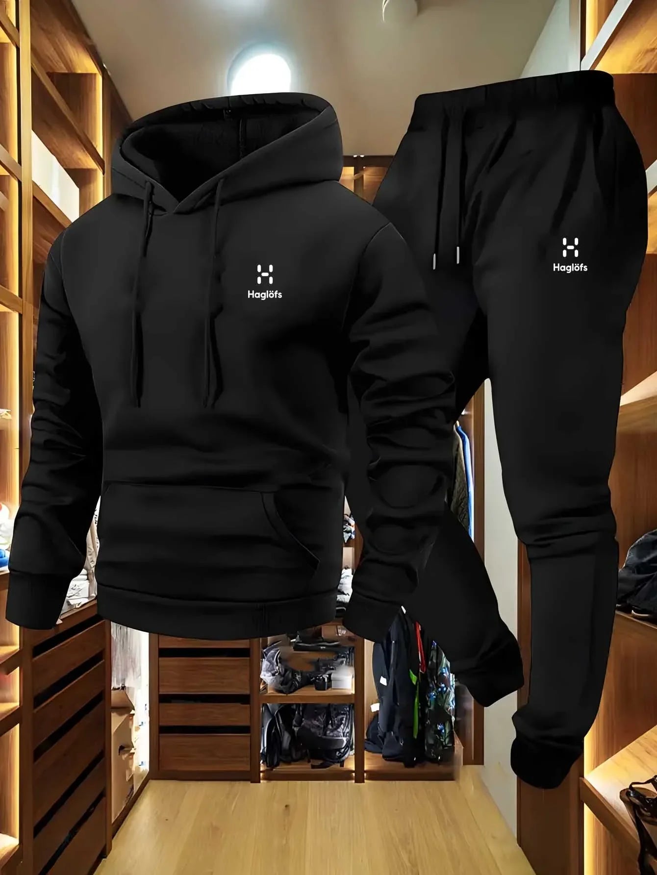 Men's Casual Two-Piece Suit Long Sleeve Hoodie Sweatshirt and Long Pants with Pockets Autumn Winter Regular Fit Outdoor Wear