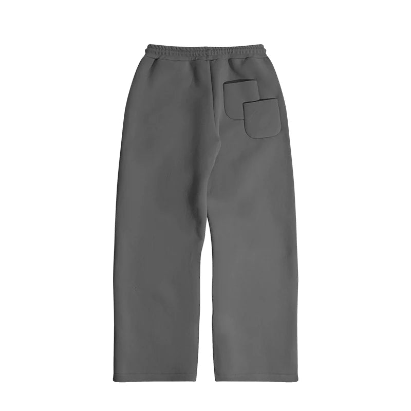 Fashion New Loose Hoodies Sweatshirt Wide Leg Sweatpants Men's Casual Solid Hooded Pullover Straight Pants 2 Piece Set Tracksuit