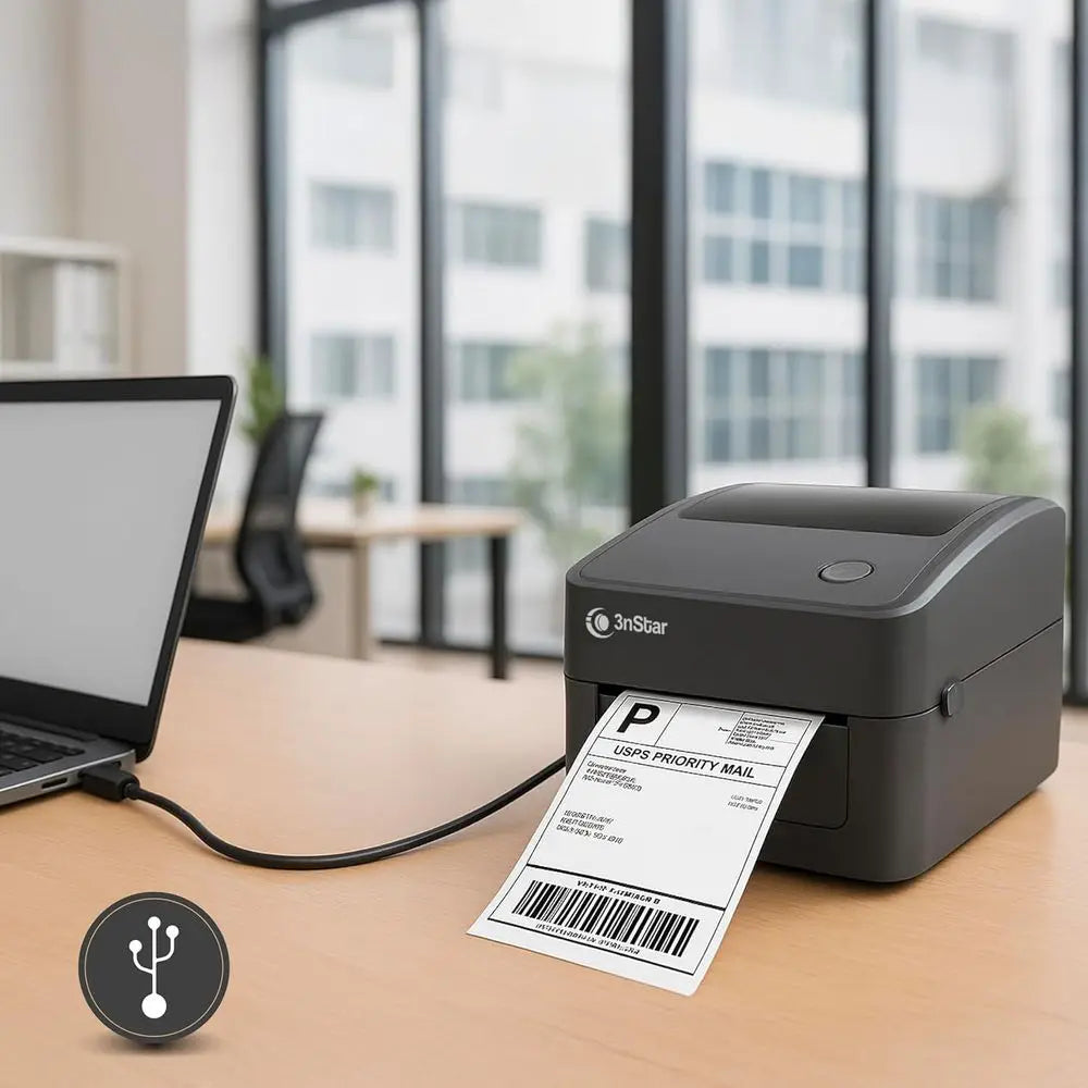 Compact 4x6 Thermal Shipping Label Printer with USB for Home and Business Use