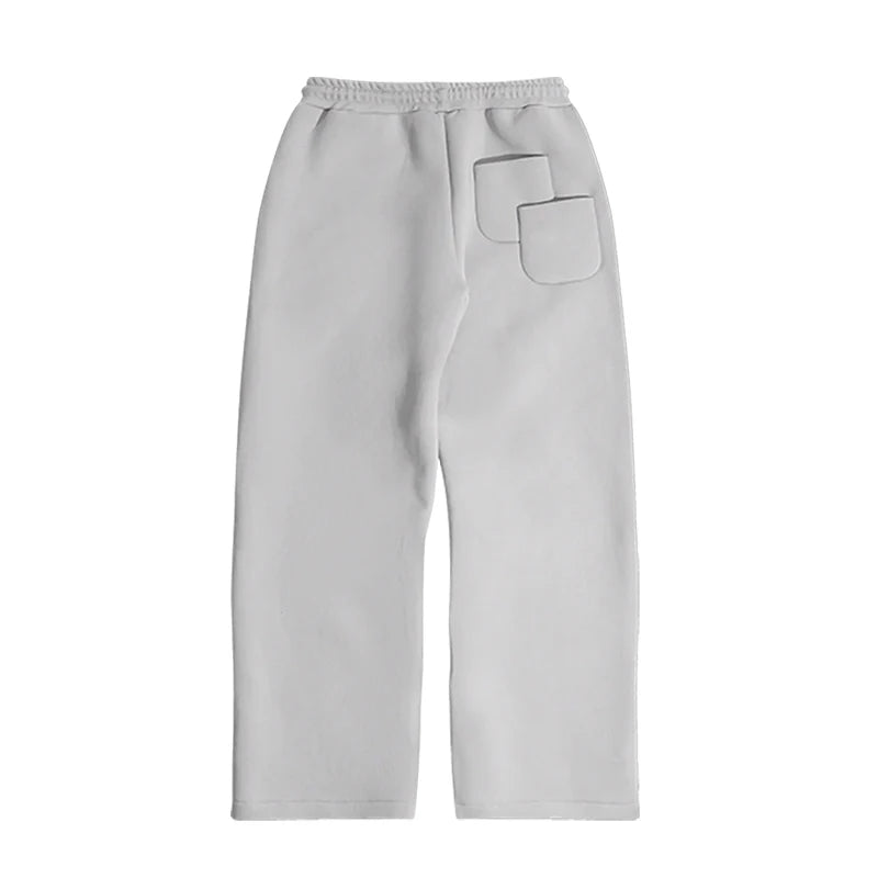 Fashion New Loose Hoodies Sweatshirt Wide Leg Sweatpants Men's Casual Solid Hooded Pullover Straight Pants 2 Piece Set Tracksuit