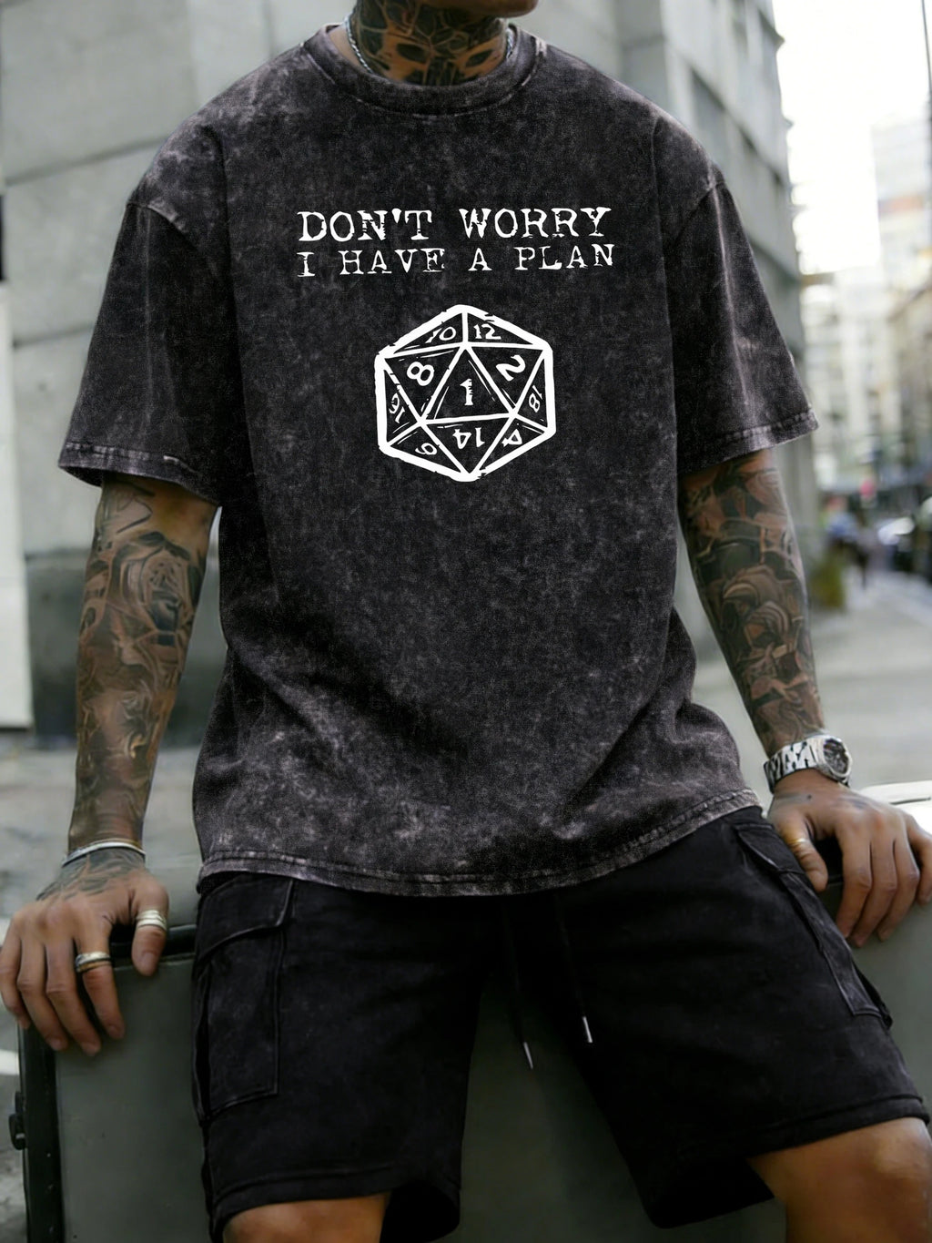 Don'T Worry I Have A Plan Pattern Washed Mans Tee Shirts Sport Casual T Shirt Summer Fashion Clothing Cotton Pocket Short Set