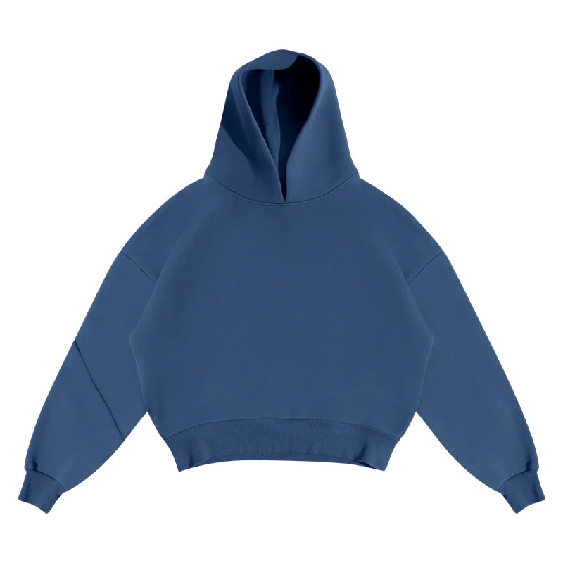 Fashion New Loose Hoodies Sweatshirt Wide Leg Sweatpants Men's Casual Solid Hooded Pullover Straight Pants 2 Piece Set Tracksuit