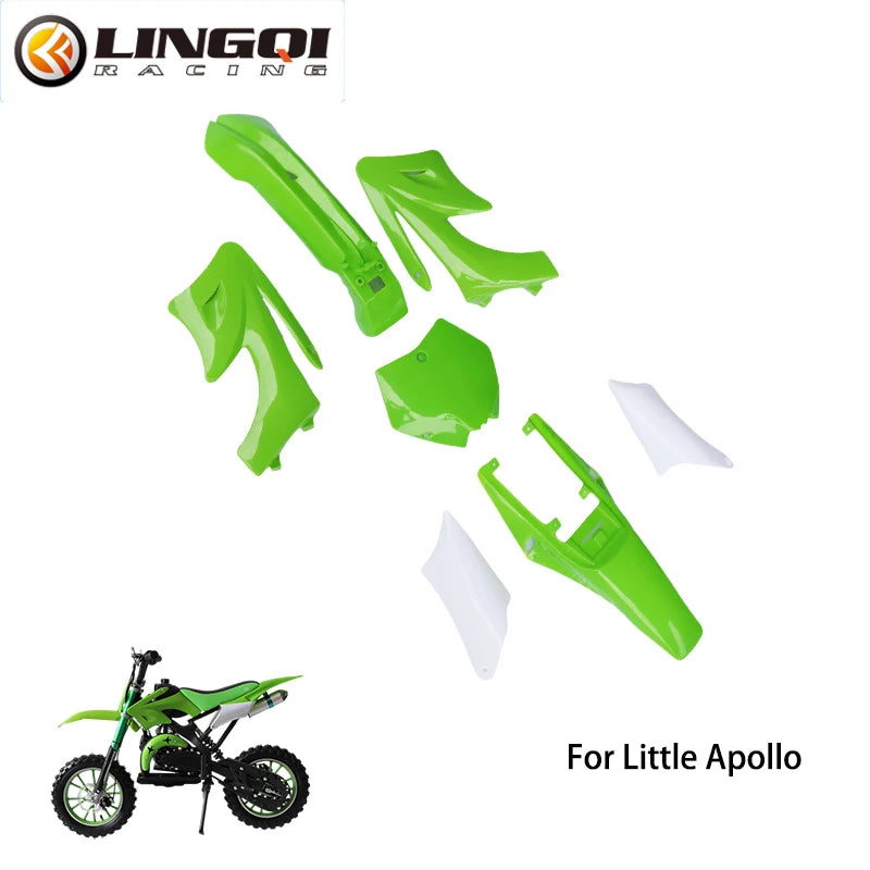 LINGQI RACING Motorcycle Plastic Cover Fairing Kits Mudguard Fenders For Small Apollo Mini Pit Dirt Bike Off Road Spare Parts