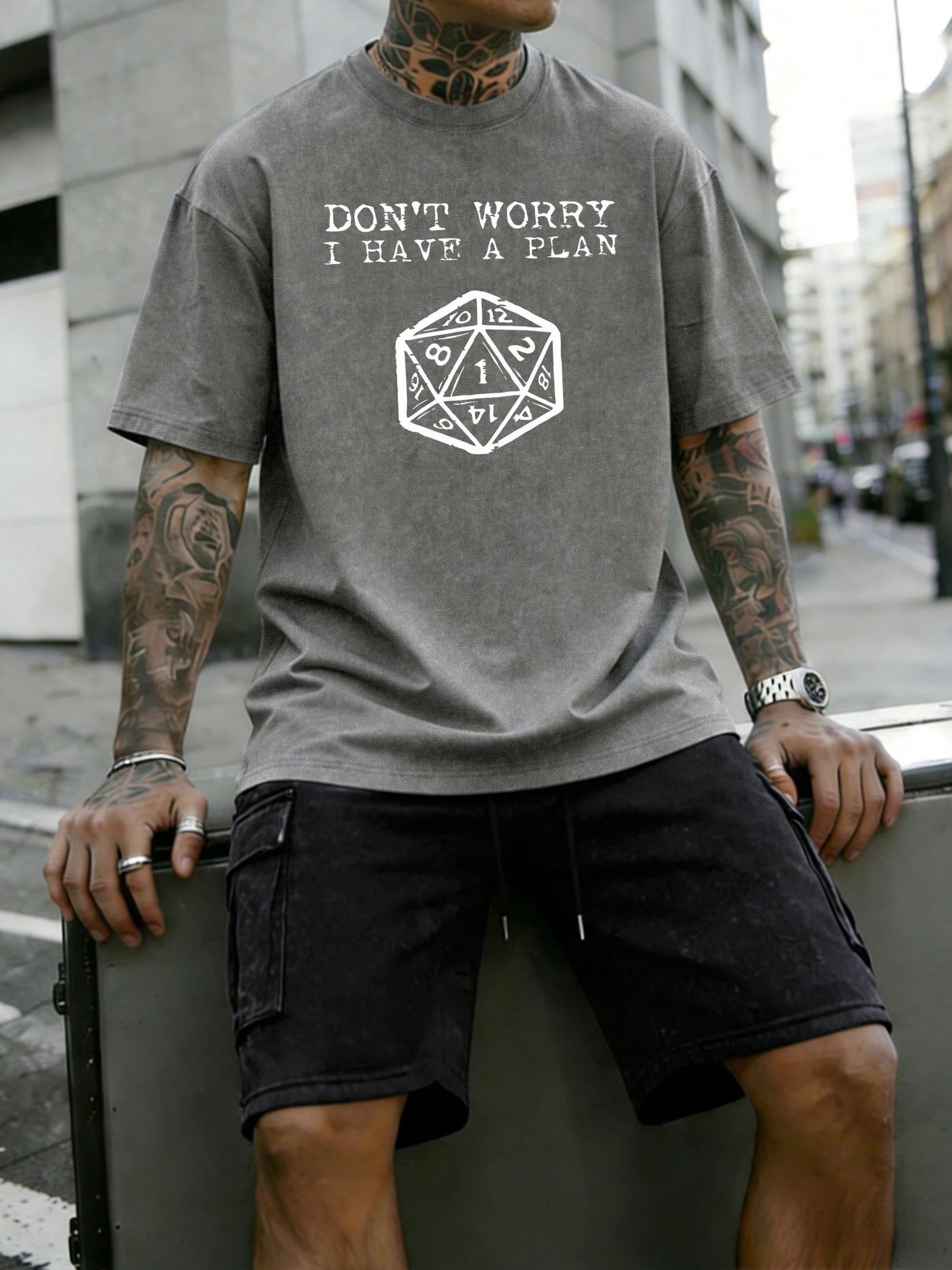 Don'T Worry I Have A Plan Pattern Washed Mans Tee Shirts Sport Casual T Shirt Summer Fashion Clothing Cotton Pocket Short Set