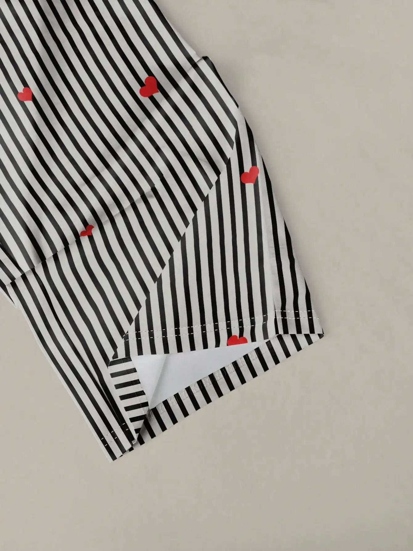 INAWLY Women's Heart Print Round Neck Short Sleeve T-Shirt And Drawstring Waist Striped Pants Casual Suit